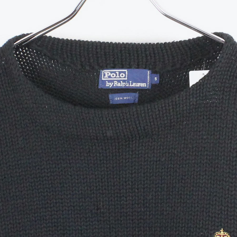 【中古】(KA)POLO BY RALPH LAUREN (ポロバイラルフローレン)90'S WOOL KNIT SWEATER 90年代 ウール ニット セーター BLACK [SIZE: S USED]