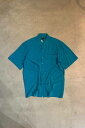 yÁzTODAY'S MAN (gDf[Y }) 90'S S/S SILK SHIRT 90N  VN Vc TURQUOISE BLUE [SIZE: XL USED]