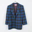 【中古】【WOMENS】(KA) TALBOATS (タルボット) MADE IN USA 90 039 S WOOL CHECK TAILORED JACKET 90年代 ウール チェック テーラード ジャケット BLUE/GREEN SIZE:M相当 USED