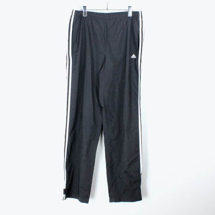 【中古】 (KA) ADIDAS (アディダス) 90'S THREE LINE NYLON PANTS 90年代 3ライン ナイロンパンツ BLACK/WHITE [SIZE:L USED]