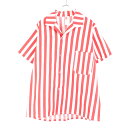 yÁz(KA) CENTRAL (Zg) 90'S S/S OPEN COLLAR STRIPE SHIRT 90N  I[vJ[ XgCv Vc RED/WHITE [SIZE: M USED]