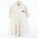 yÁz(KA) RIVERSIDE (o[TCh) 90'S S/S BD BUD LIGHT STRIPE SHIRT 90N  {^_E XgCvVc OFF WHITE [SIZE:L USED]