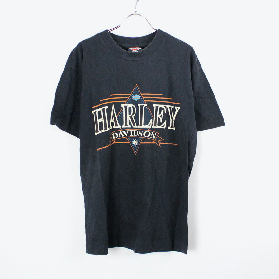 【中古】(KA) HAREY DAVIDSON (ハーレーダビッドソン) 90'S S/S LOGO PRINT T-SHIRT 90年代 半袖 Tシャツ BLACK [SIZE:M USED]