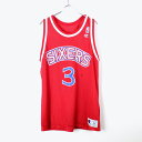 【中古】(KA)CHAMPION(チャンピオン) MADE IN USA 90'S SIXERS GAME SHIRT 90年代 シクサーズ ゲームシャツ RED [SIZE:44(XL相当） USED]