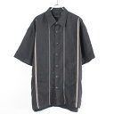 yÁz(KA) VAN HEUSEN_STUDIO (@ q[[_X^WI) 90'S S/S STRIPE SHIRT 90N  XgCv Vc BLACK/WHITE [SIZE: XL USED]