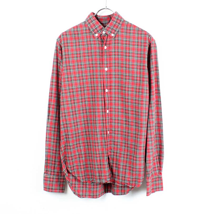 【中古】(KA) MAISON KITSUNE (メゾンキツネ) L/S CHECK SHIRT 長袖 チェックシャツ RED/MULTI [SIZE: 38 USED]