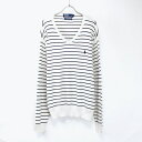 yÁzPOLO by RALPH LAURENi| t[jV-NECK BORDER COTTON KNIT VlbNRbgjbg [SIZE:L USED]