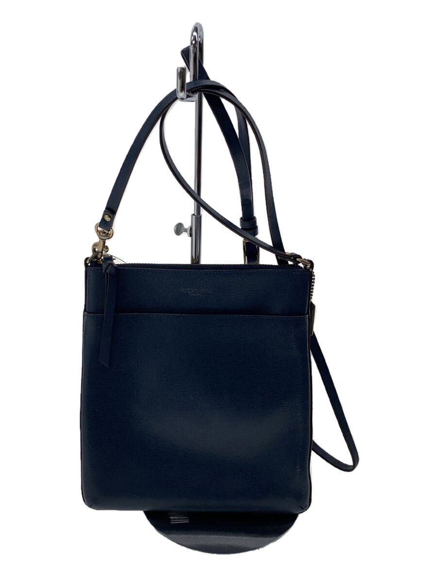 COACH - 【中古】COACH◆ショルダーバッグ/レザー/NVY【バッグ】