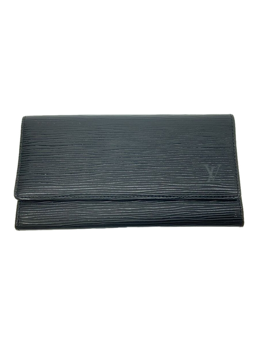 【中古】LOUIS VUITTON◆ポルト・フォイユ・サラ_エピ_BLK/レザー/BLK/無地/レディース//【服飾雑貨他】
