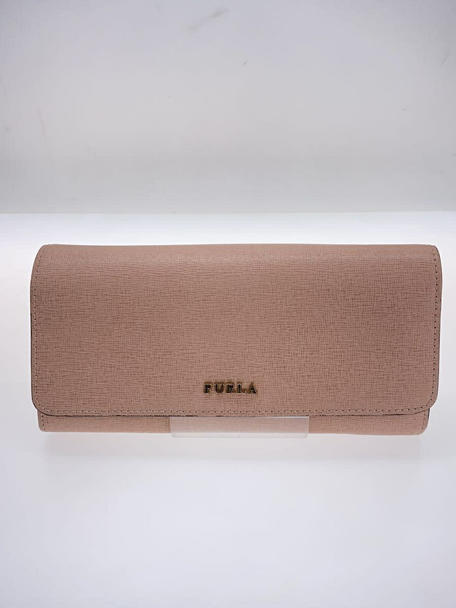 【中古】FURLA◆長財布/レザー/PNK/レ