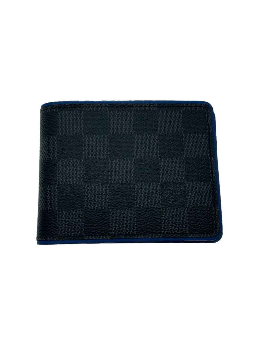 【中古】LOUIS VUITTON◆ポルト・フォイユ・ミュルティプル_ダミエ・グラフィット_BLK/PVC/BLK/メンズ【服飾雑貨他】