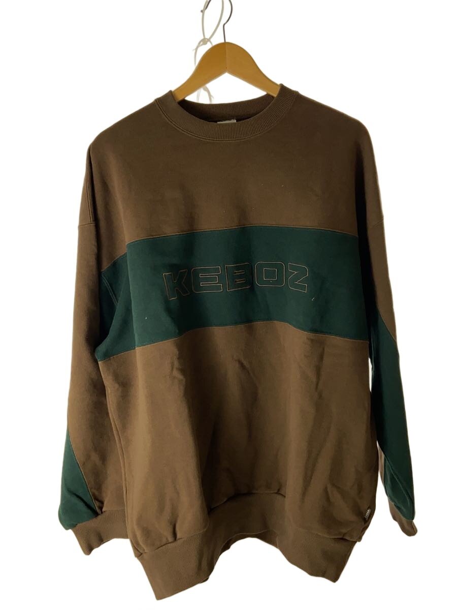 Keboz◆KAC PANELED SWEAT CREWNECK/スウェット/L/コットン/BRW/無地
