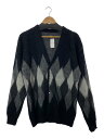 【中古】gold◆ARGYLE MOHAIR KNIT CARDIGAN/カーディガン/S/モヘア/BLK/総柄/GL90199【メンズウェア】