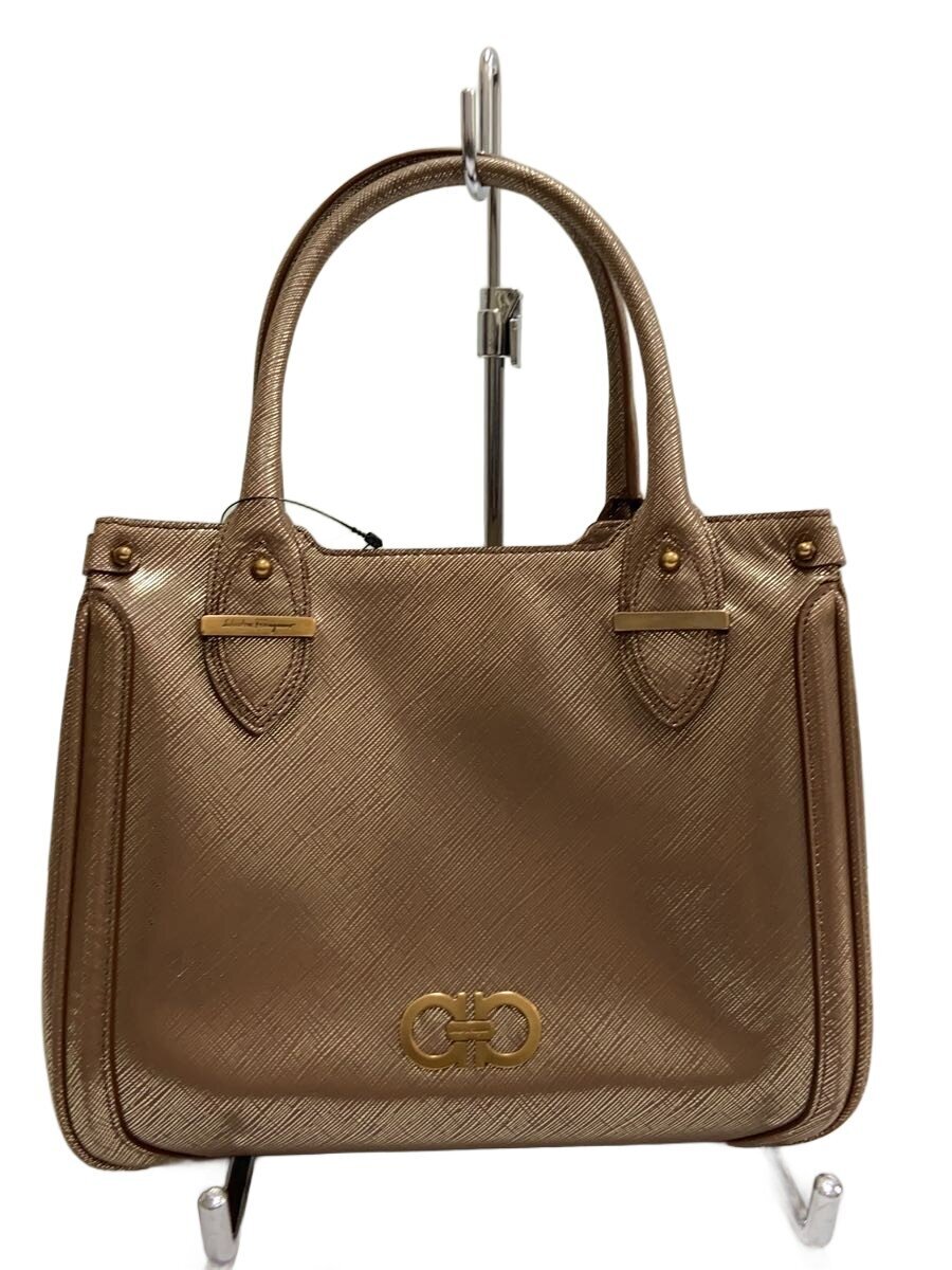FERRAGAMO - 【中古】Salvatore Ferragamo◆ハンドバッグ/ロゴ/刻印ロゴ/レザー/GLD/DY-21【バッグ】