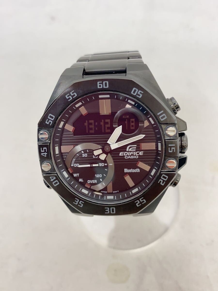 【中古】CASIO◆腕時計/アナログ/ステンレス/BLK/SLV/SS/EQB-800【服飾雑貨他】