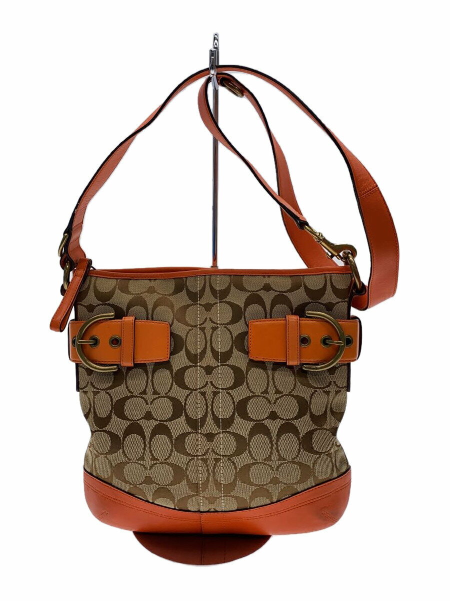 【中古】COACH◆シグネチャーショルダーバッグ/キャンバス/ORN/3574【バッグ】