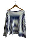 【中古】OUTIL◆フロントシミ・ヨレ有/長袖Tシャツ/3/コットン/BLU/ボーダー【メンズウェア】(4)