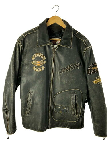 【中古】HARLEY DAVIDSON◆レザージャケット・ブルゾン/L/レザー/BLK/MADE IN KOREA【メンズウェア】 【中古】HARLEY DAVIDSON◆レザージャケット・ブルゾン/L/レザー/BLK/MADE IN KOREA【メンズウェア】