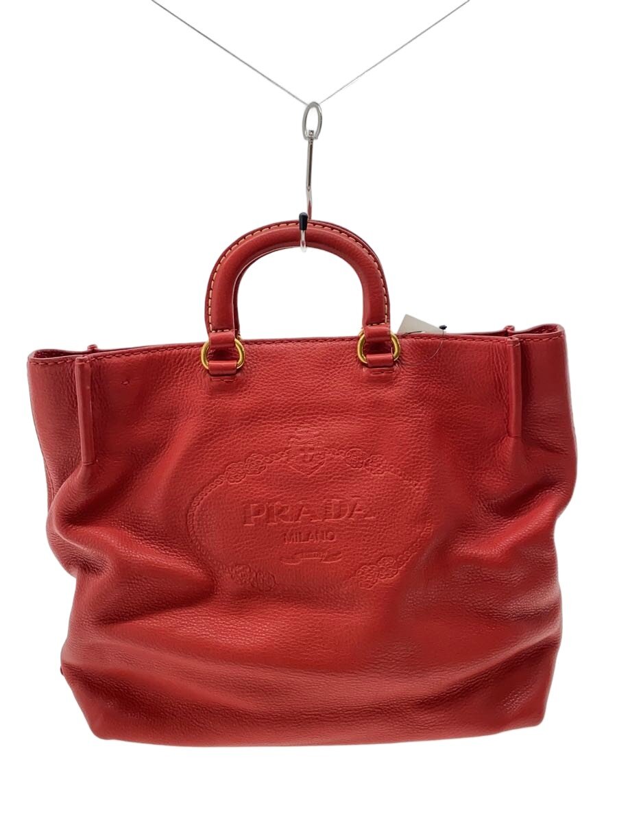 【中古】PRADA◆トートバッグ/牛革/RED//【バッグ】