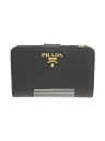 【中古】PRADA◆2ツ折サイフ/牛革/BLK/レディース【服飾雑貨他】