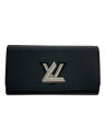 【中古】LOUIS VUITTON◆ポルト・フォイユ・ツイスト_エピ_BLK/牛革/BLK/メンズ【服飾雑貨他】
