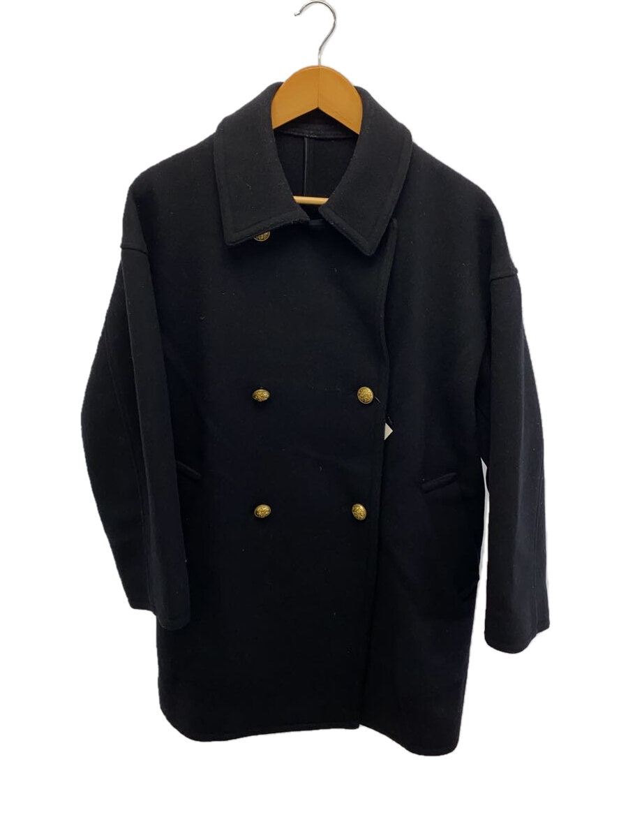 【中古】FRAMeWORK◆21AW/Super 100/ダブルクロスPコート/38/ウール/ブラック/21020220509140【レディースウェア】
