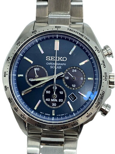 【中古】SEIKO◆ソーラー腕時計/アナログ/ステンレス/BLU/SLV/V175-0FA0【服飾雑貨他】 【中古】SEIKO◆ソーラー腕時計/アナログ/ステンレス/BLU/SLV/V175-0FA0【服飾雑貨他】