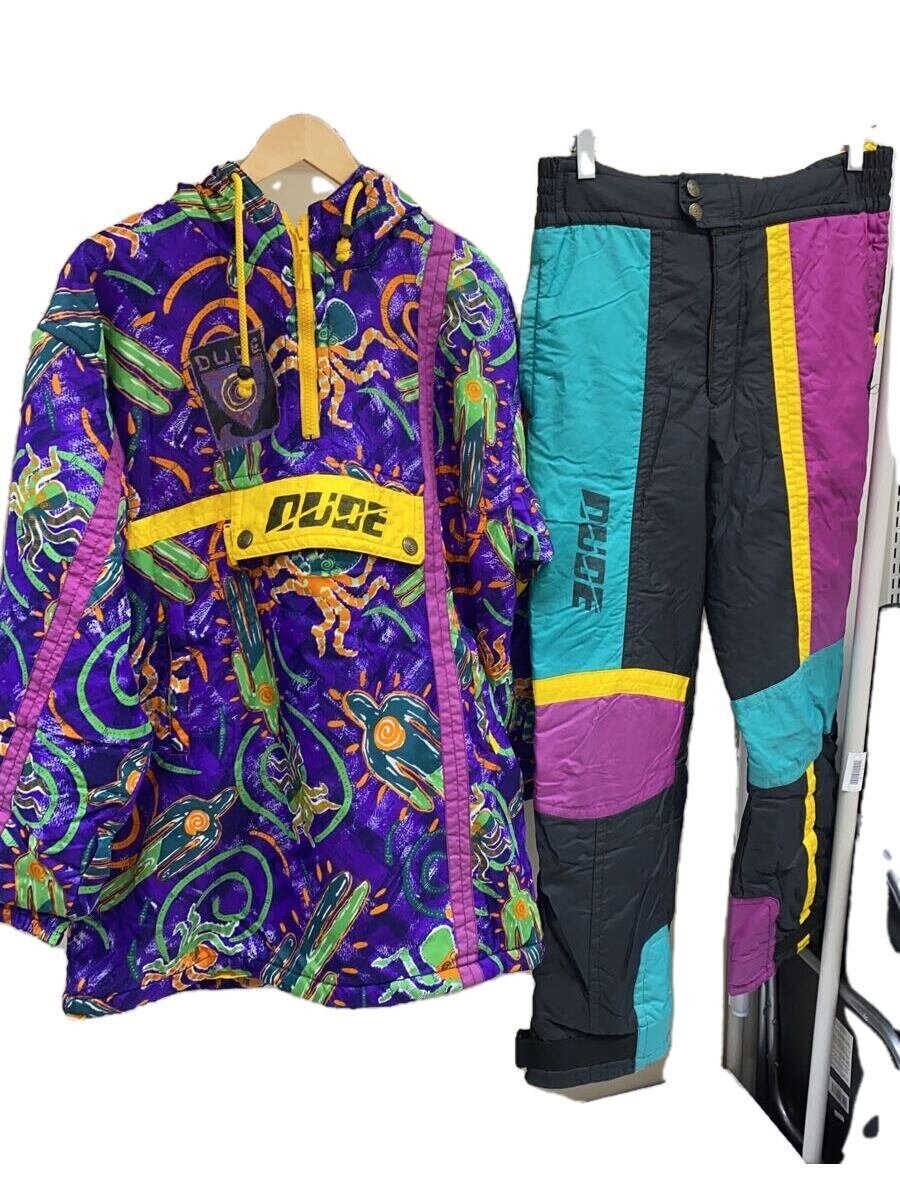 【中古】DUDE/セットアップ/L/トップス:アノラック 総柄 ボトム:黒【スポーツ】