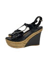 【中古】MIU MIU◆サンダル/37/BLK/エナメル【シューズ】