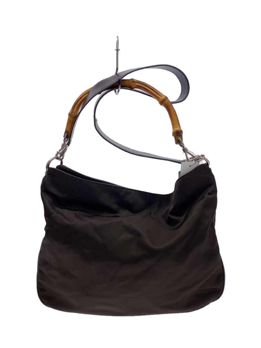 GUCCI - 【中古】GUCCI◆ショルダーバッグ_バンブー/ナイロン/KHK【バッグ】