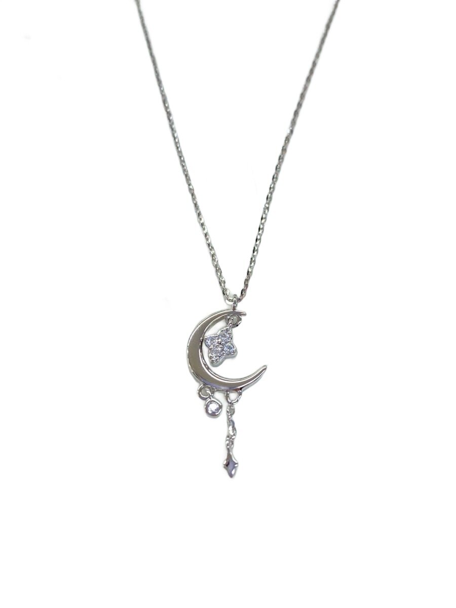 【中古】MOONART/ハーフムーンネックレス/SV925/カラーストーン/SLV/トップ有/レディース【服飾雑貨他】