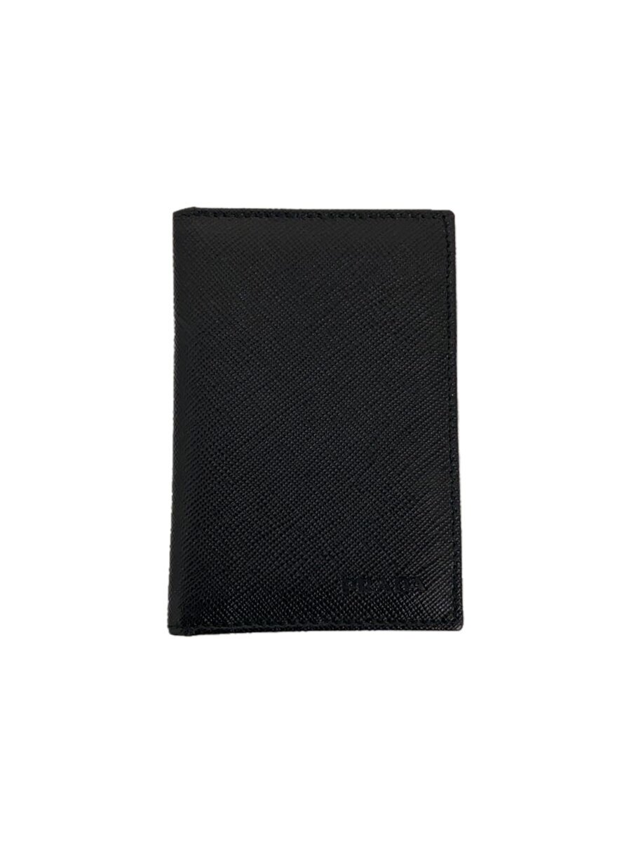 【中古】PRADA◆カードケース/2つ折り/名刺入れ/ブラック/メンズ【服飾雑貨他】