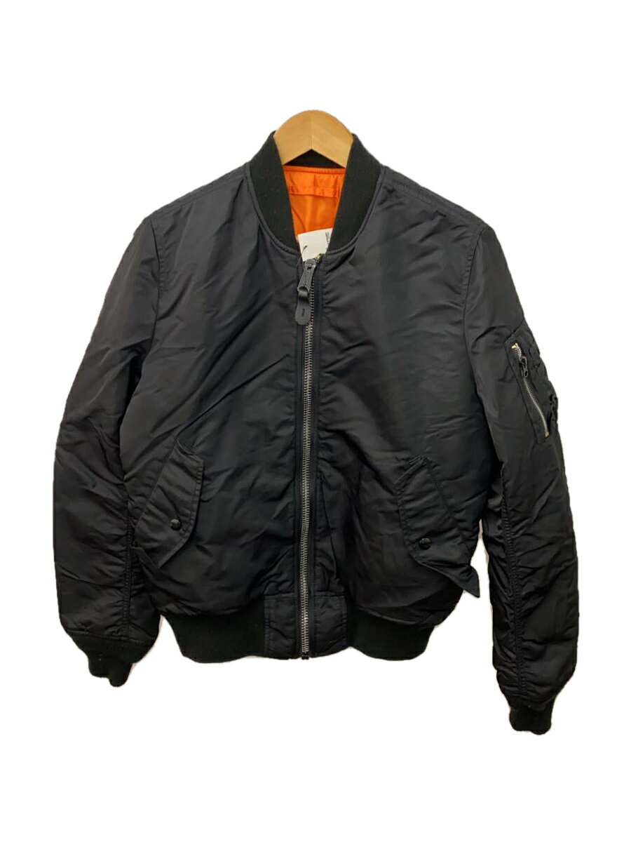 【中古】ALPHA INDUSTRIES◆フライトジャケット/M/ナイロン/ブラック/MIL-J-82790J(USAF)【メンズウェア】