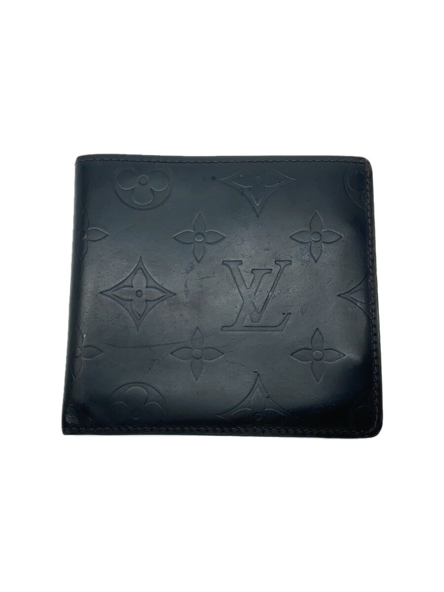 【中古】LOUIS VUITTON◆ポルト・フォイユ・コンパクト_モノグラム・グラセ_BRW/レザー/BRW/メンズ【服飾雑貨他】