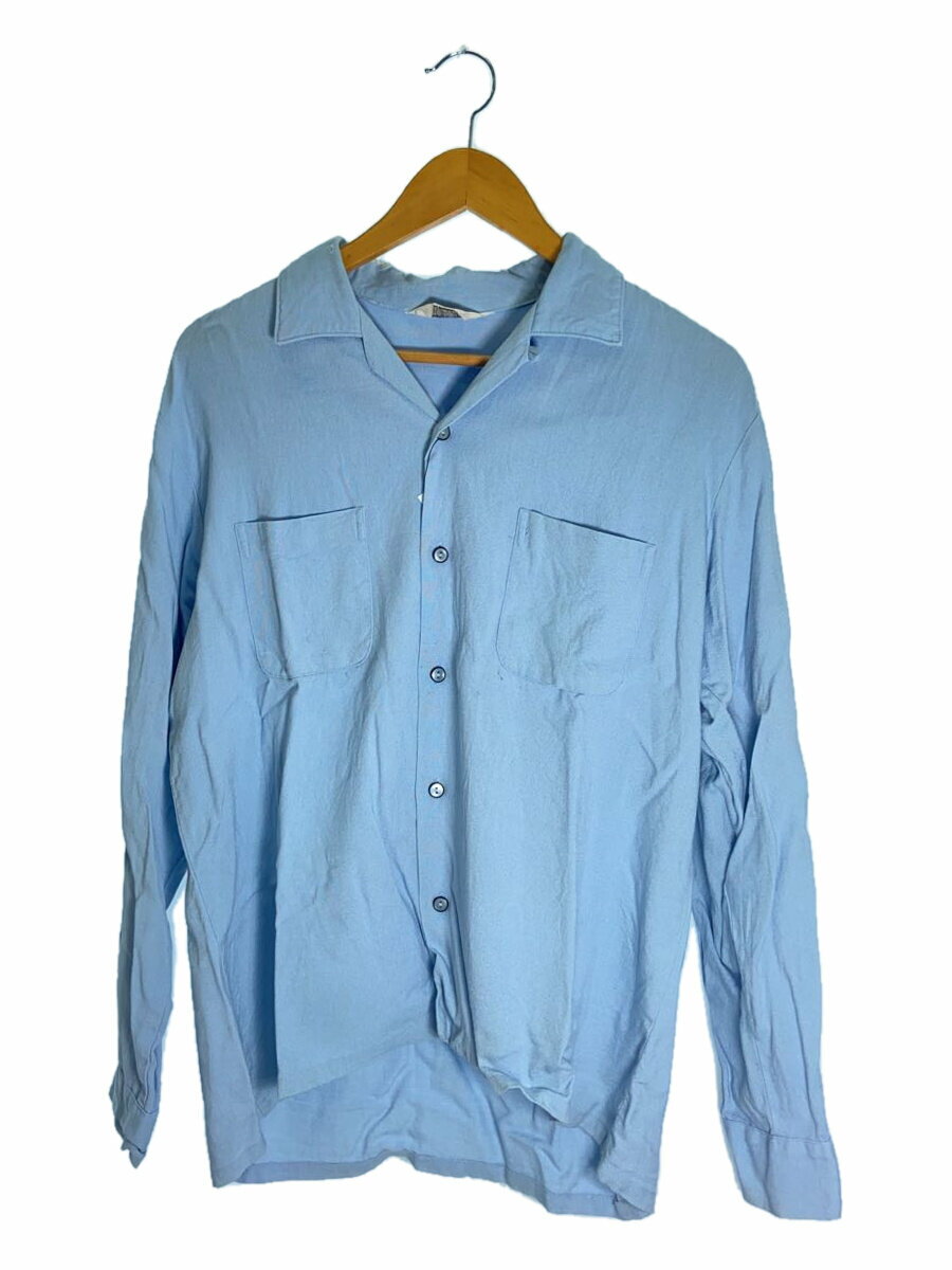 【中古】Davinci◆60s頃/開襟シャツ/ブルー//襟芯/ループ留/ダヴィンチ【メンズウェア】