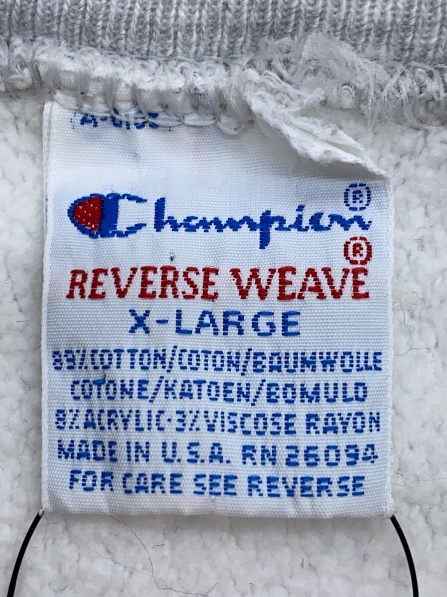 【中古】Champion◆90s/R.W/スウェット/XL/コットン/GRY/プリント【メンズウェア】