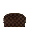 【中古】LOUIS VUITTON◆ポシェット・コスメティックPM_ダミエ・エベヌ_BRW/PVC/BRW/ポーチ/小物入れ【バッグ】