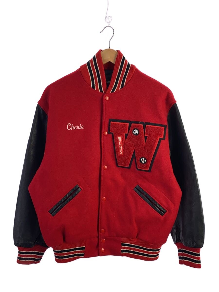 SETTLEMIERS◆胸ワッペン/袖レザースタジャン/42/ウール/RED