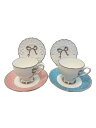 【中古】NARUMI◆カップ&ソーサー/2客セット/メッシュコースター付き/ブルー/ピンク/95586-21608【キッチン用品】