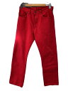 【中古】Levi’s◆90s/ボトム/コットン/レッド/ボタン裏532/パッチ破損/先染め【メンズウェア】