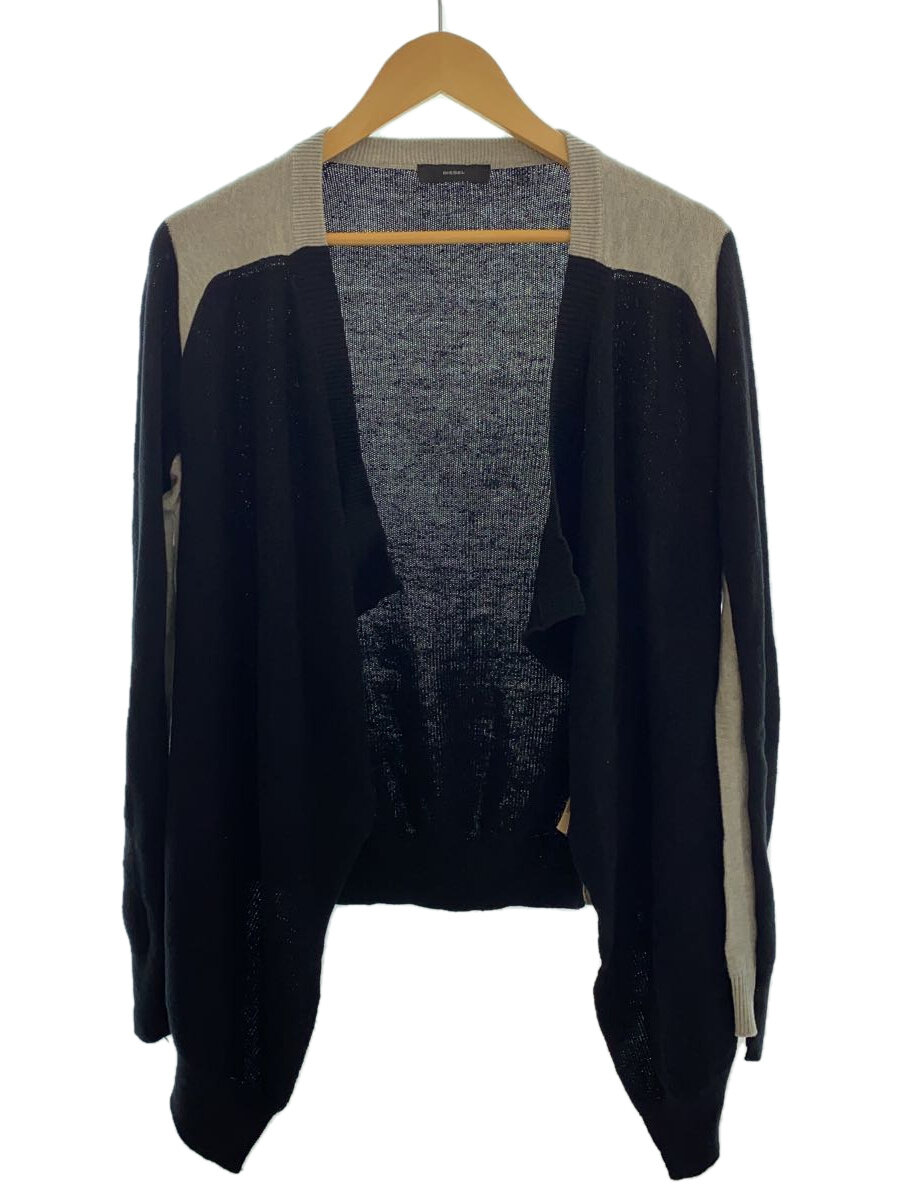 【中古】DIESEL◆バイカラー/コットンカーディガン/カーディガン(薄手)/M/コットン/ブラック/無地【メンズウェア】