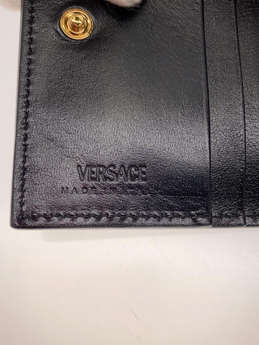 【中古】VERSACE◆2つ折り財布/レザー/BLK/無地/メンズ/1008832【服飾雑貨他】