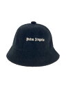 【中古】Palm Angels◆LOGO PRINT BUCKET HAT/バケットハット/コットン/ブラック/メンズ【服飾雑貨他】