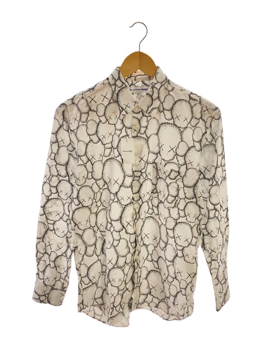 【中古】COMME des GARCONS SHIRT◆長袖シャツ/S/コットン/WHT/総柄/FH-B025【メンズウェア】