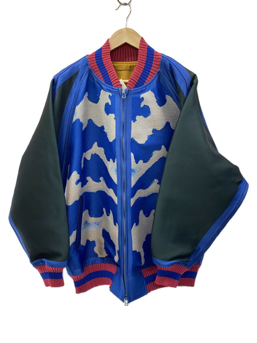 【中古】ISSEY MIYAKE◆TADANORI YOKOO/横尾忠則 /リバーシブルブルゾン/4/ポリエステル/BLU【メンズウェア】