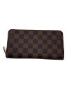 【中古】LOUIS VUITTON◆1)ジッピー・ウォレット_ダミエ・エベヌ_BRW/PVC/BRW/メンズ【服飾雑貨他】