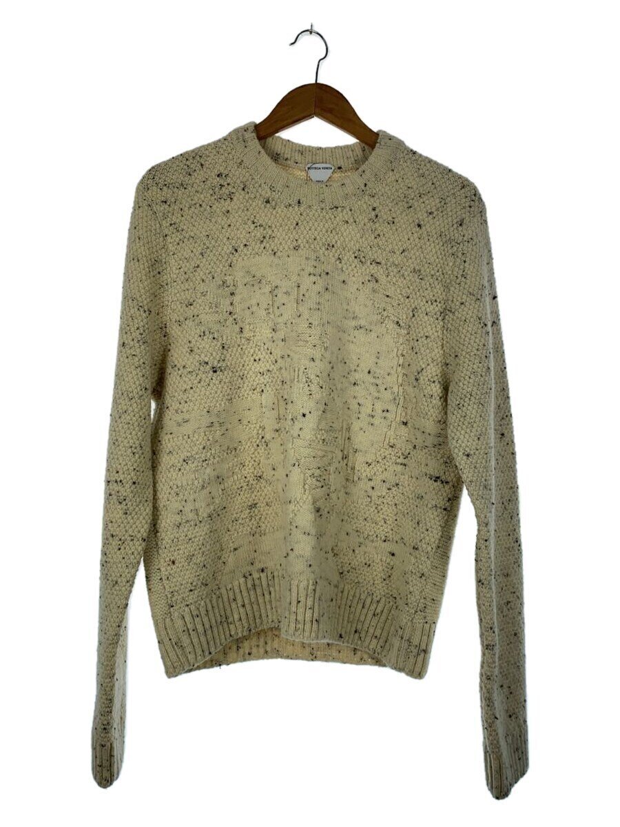 【中古】BOTTEGA VENETA◆マルチステッチウール手編み風セーター/L/ウール/IVO/760058【メンズウェア】