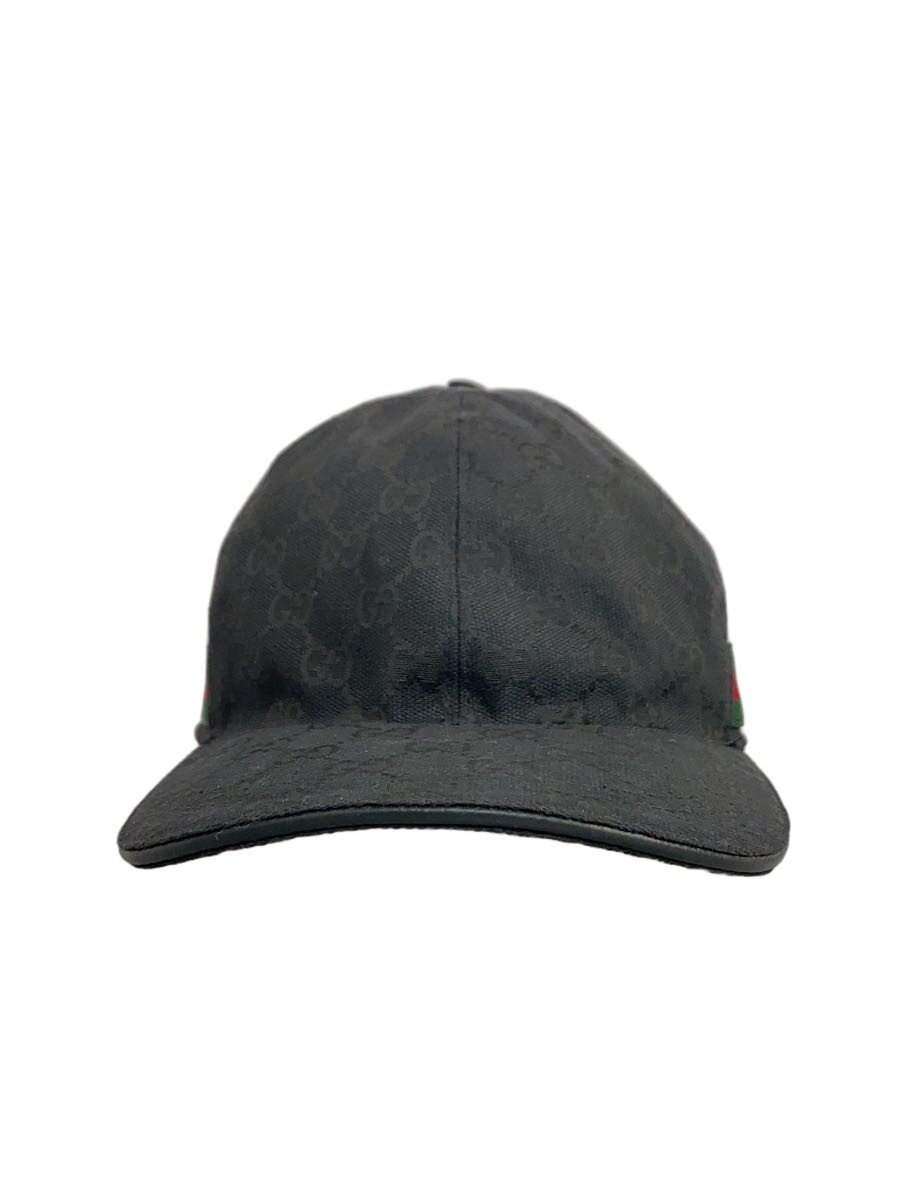 GUCCI グッチ バケットハット 黒 GGパターン キャンバス Mサイズ