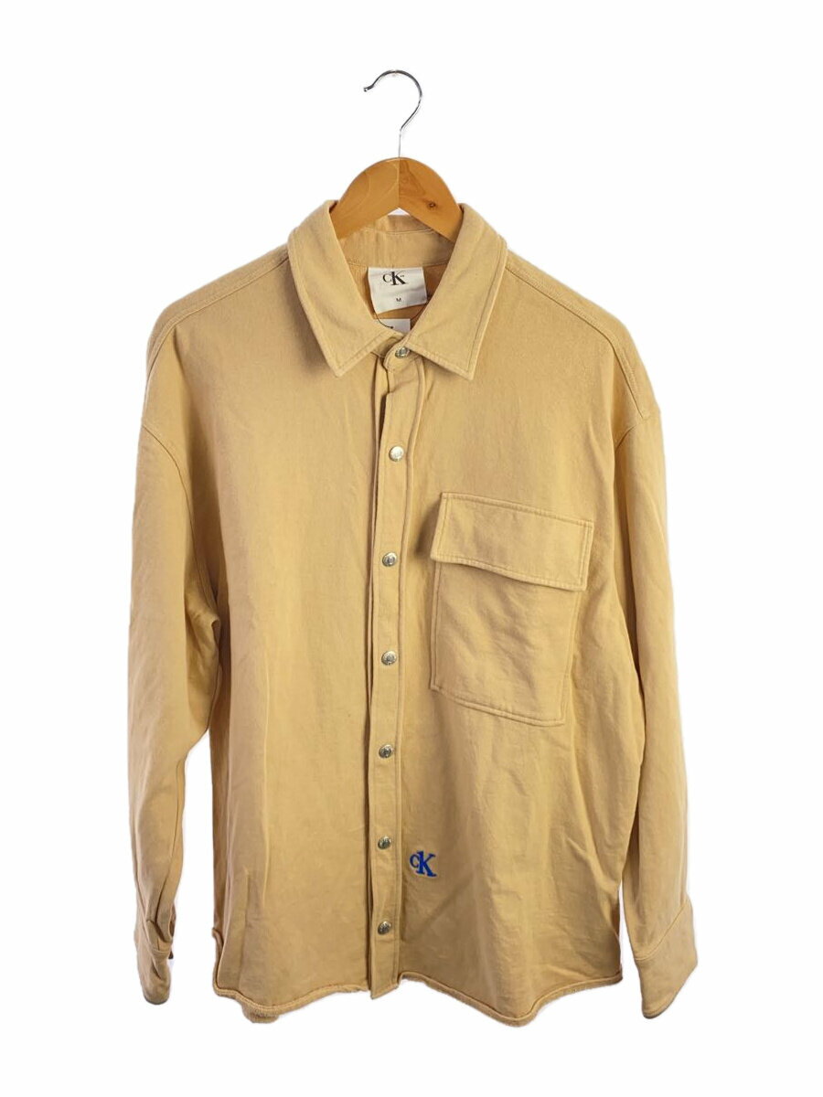 【中古】Calvin Klein◆長袖シャツ/M/コットン/BEG/汚れ有【メンズウェア】