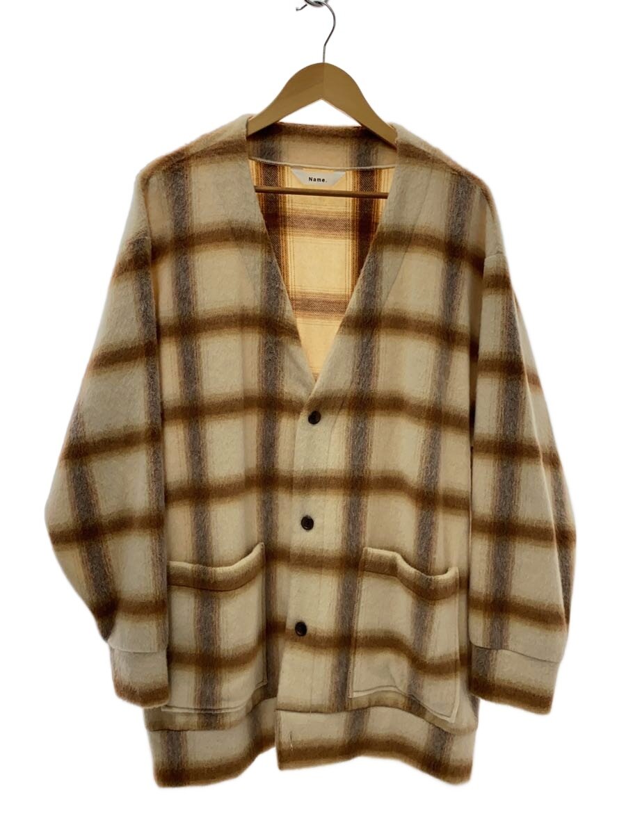 【中古】Name.◆カーディガン(厚手)/O/ウール/BEG/チェック/NMJK-ST22AW-001【メンズウェア】